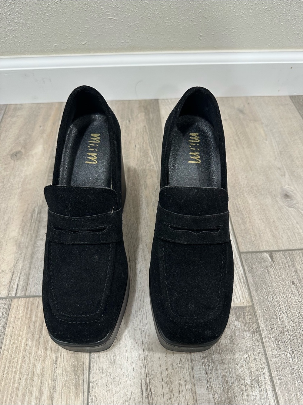 Black Suede Penny Loafers - Unbranded